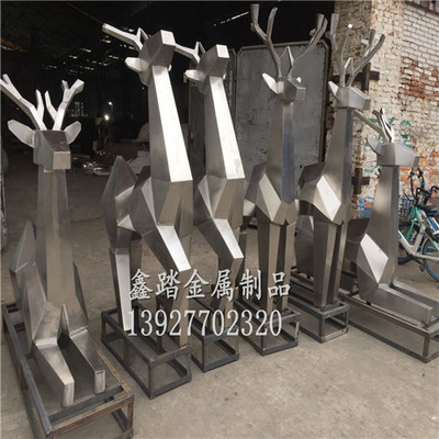 抽象几何不锈钢梅花鹿雕塑 建筑空间的艺术点睛之笔